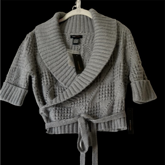 BCBG MAXAZARIA New with tags gray wrap cardigan with belt size Large 160 retail - Picture 2 of 8